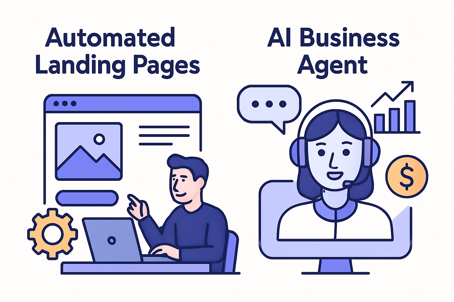Automated landing pages and AI business agent