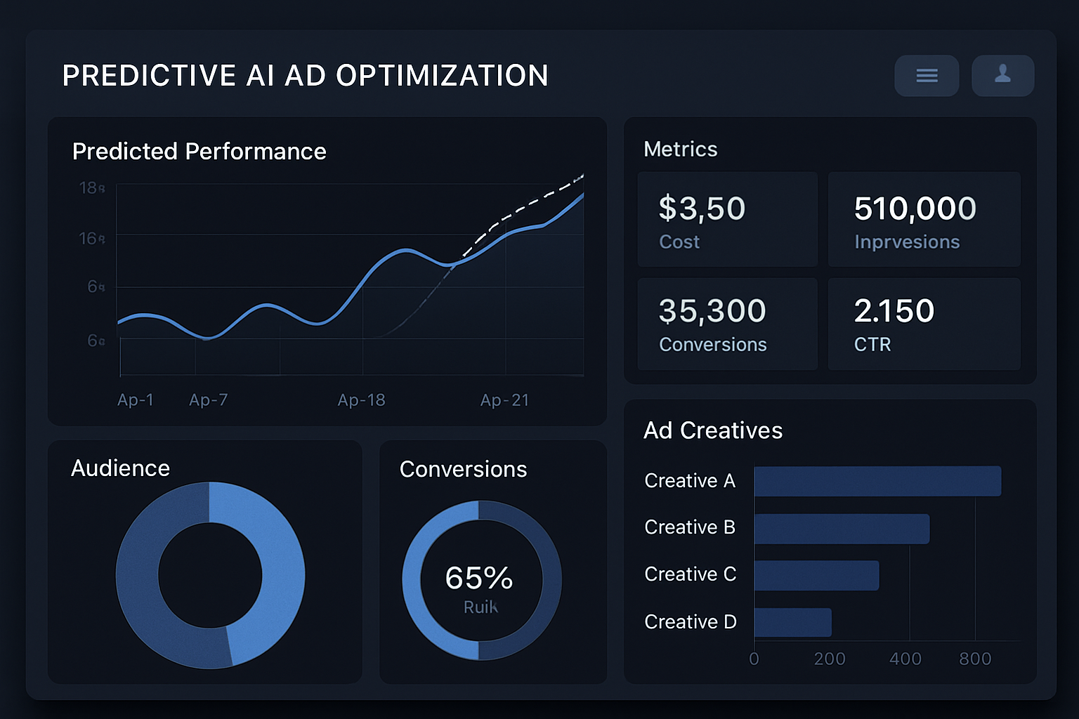 Predictive AI ad optimization dashboard